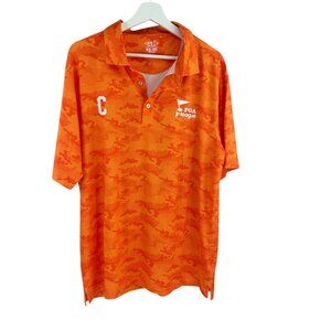 Garb Mens Orange Camo PGA League Polo Shirt L  Short Sleeve Athletic Casual